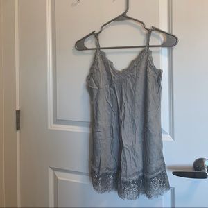 silver satin lace trim cami!!